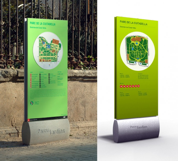 Retolació, rotulación, signposting, Parcs i Jardins, Parques y jardines, Urban parks, Barcelona, invidents, invidentes, blind peersons, Braille